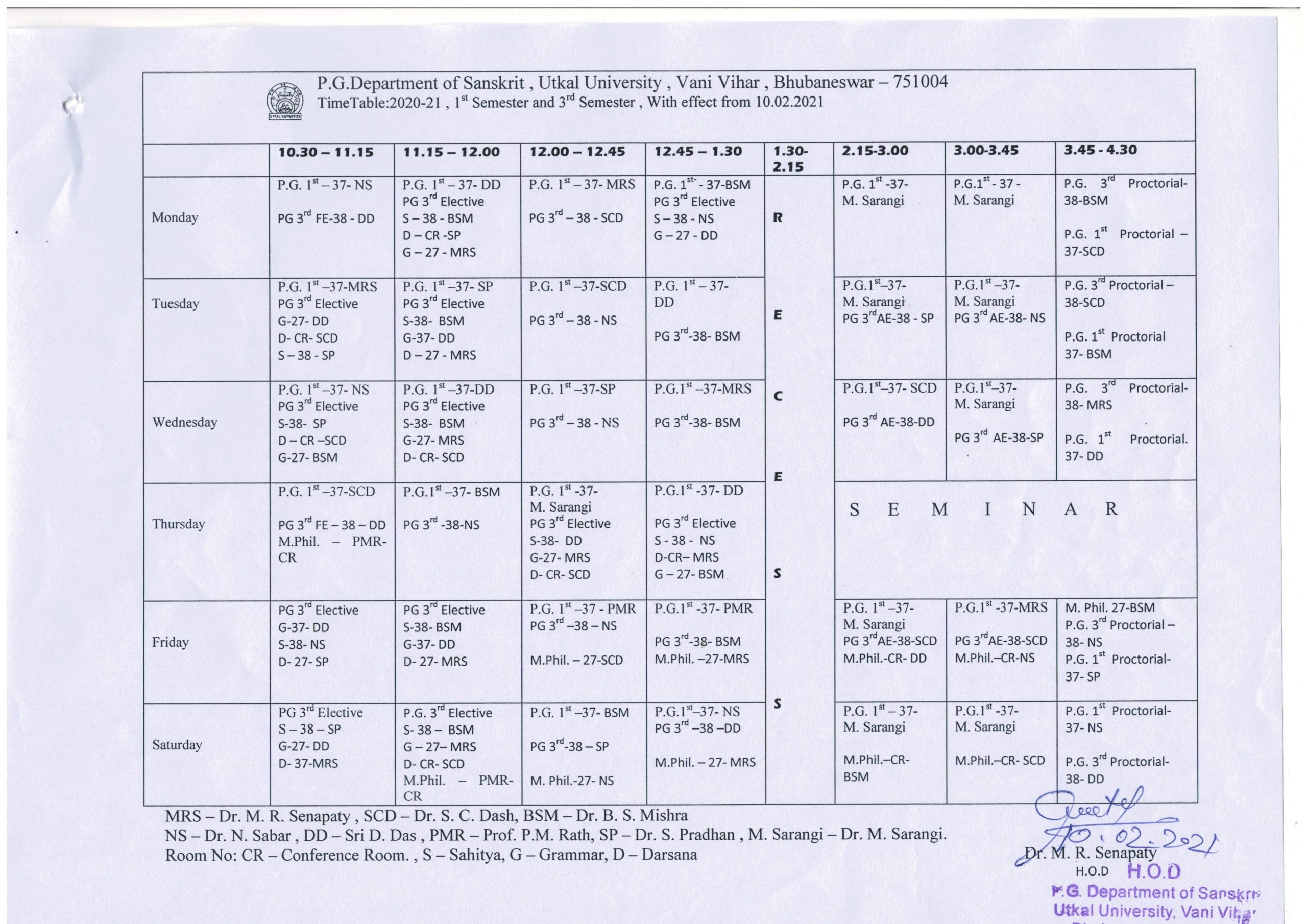 Time Table 1st & 3rd 2021