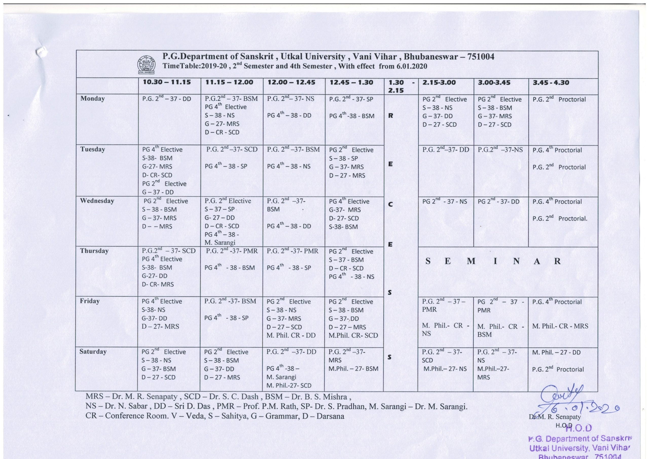 Time Table 2nd & 4th sem 2020