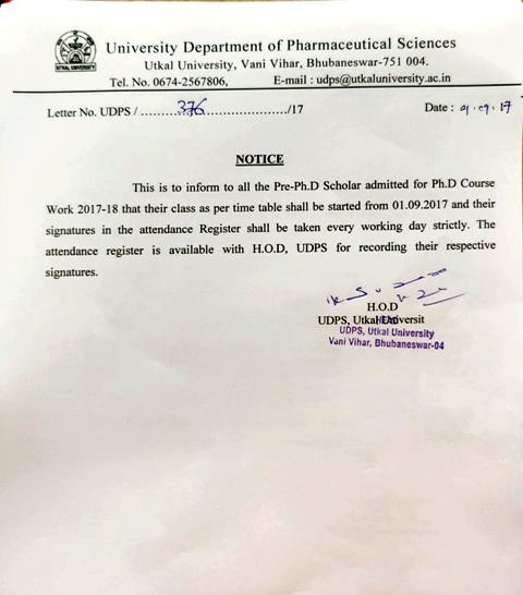 Time table shall be started fror Ph.D students 2017