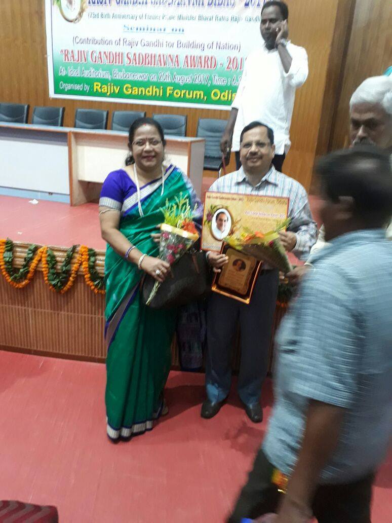 Prof. P. K. Sahoo felicitated by Rajiv Gandhi Sadbhavana Award 2017 