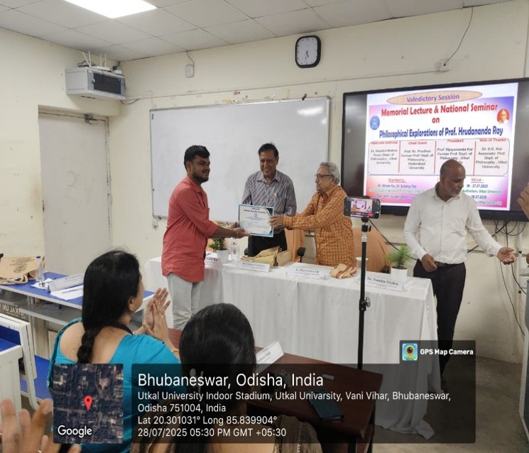 Certificate distribution at the National Seminar of Philosophical Explorations of Prof. Hrudananda Ray- 2025