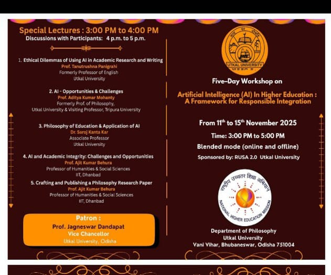 Brochure of Five-Day Workshop on Artificial Intelligence(AI) In Higher Education: A Framework for Responsible Integration
