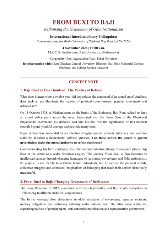 Baji Rout Colloquium  Concept Note